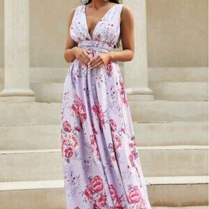 MULTICOLOR DEEP V NECK BOHEMIAN SPECIAL OCCASIONS MAXI DRESS